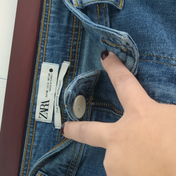 Zara High Waisted The Marine Straight Classic Blue Wide-Leg Jeans Sz 4 - Picture 5 of 8